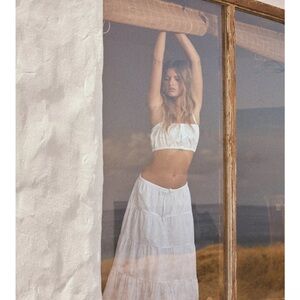 Zara White Tiered Maxi Skirt